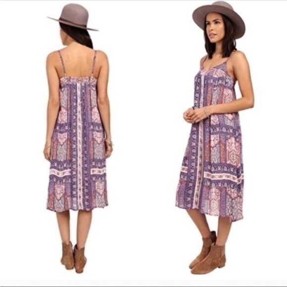 Lucky brand tapestry 100% Rayon medium dress Boho - Picture 3 of 7
